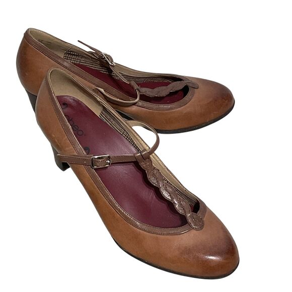 Abeo Leather Braided T-Strap Women's Heels Vella 10M - Picture 4 of 12